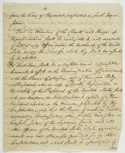 権利章典、1789年に連邦政府ホールで署名されたコピー（紙にインク） 作： American School